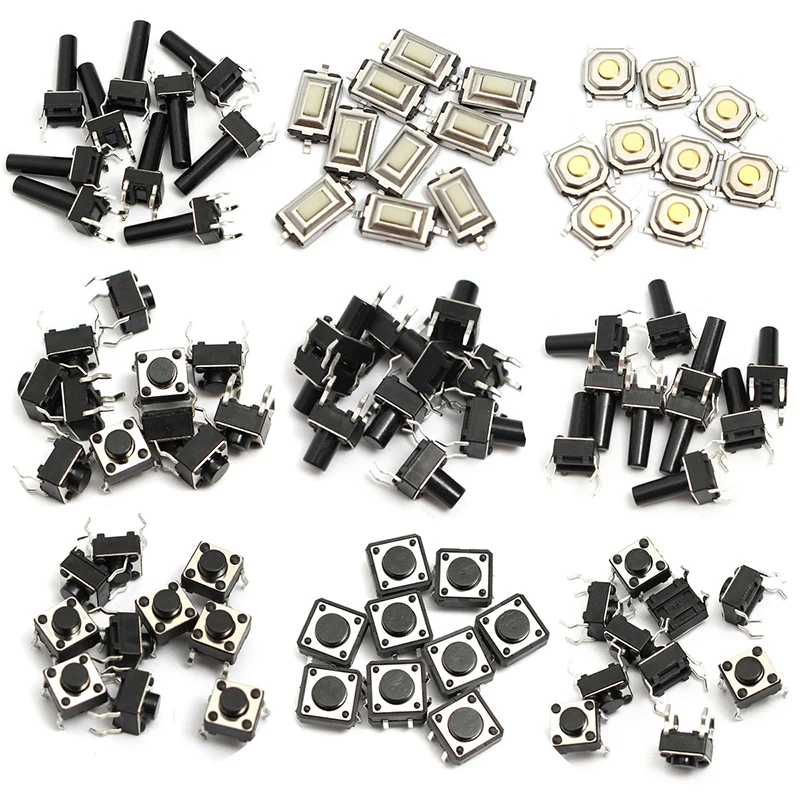 140pcs 10 Types Momentary Tactile Switches Push Button Switch Micro SMD SMT DIP Tact Switches For Electronic Products Mayitr