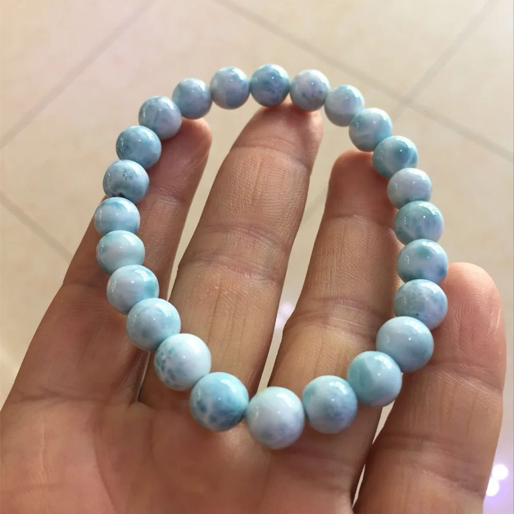 

Limited Stock 6A/AAAAAA Natural Larimar Gemstone 7MM Beads Bracelet Healing Jewelry Stone Blue Crystal Bracelets Bangles Gifts