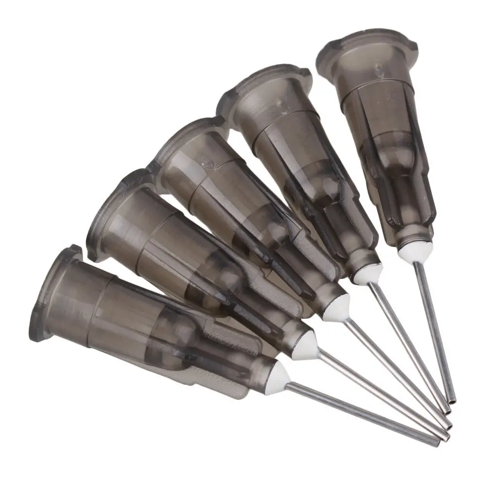 

1/2'' Plastic 22Ga Stuck Connector Stainless Steel Dispenser Needles Liquid Adhesive Glue Syringe Pack of 100