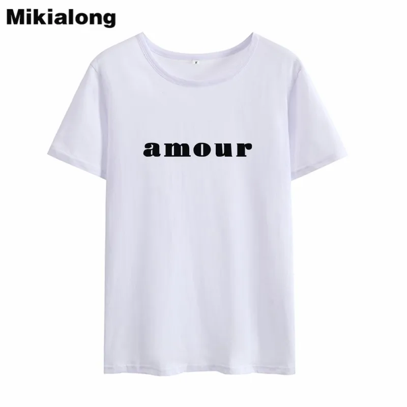 Mrs win AMOUR Couple T Shirt for Lovers Hipster Loose Basic Black White Women Tshirt Short Sleeve O-neck Women Summer T-shirt