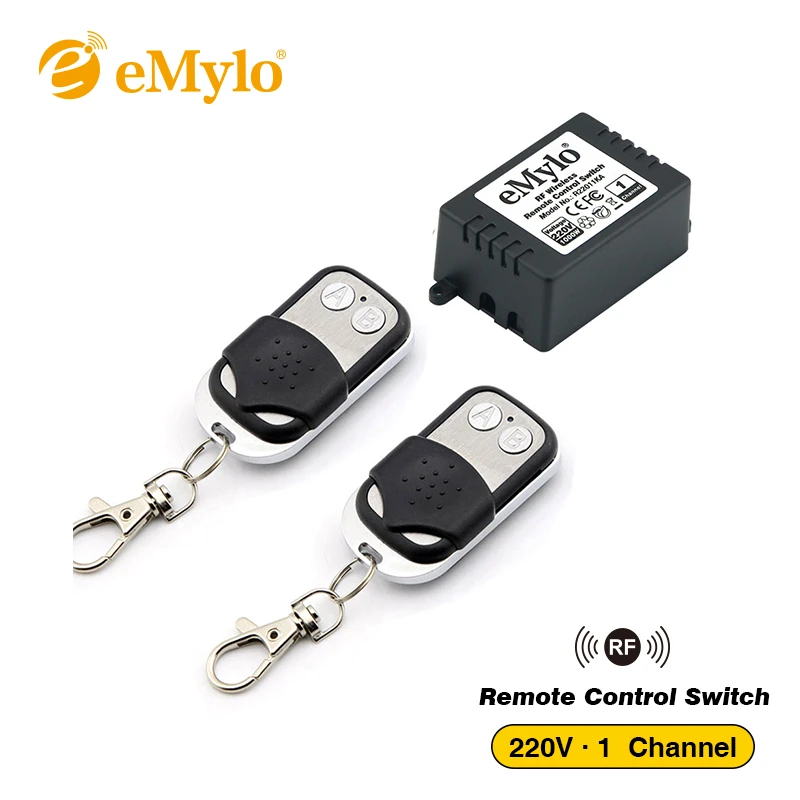 eMylo Smart Wireless Remote Switch AC 220V/230V/240V RF Module Remote Control Light Switches 1*Receiver and 2*Transmitter for Garage Door