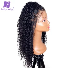 Luffy 180 Density Brazilian Non Remy Hair 13 6 Curly Human Hair Lace Front Wigs With