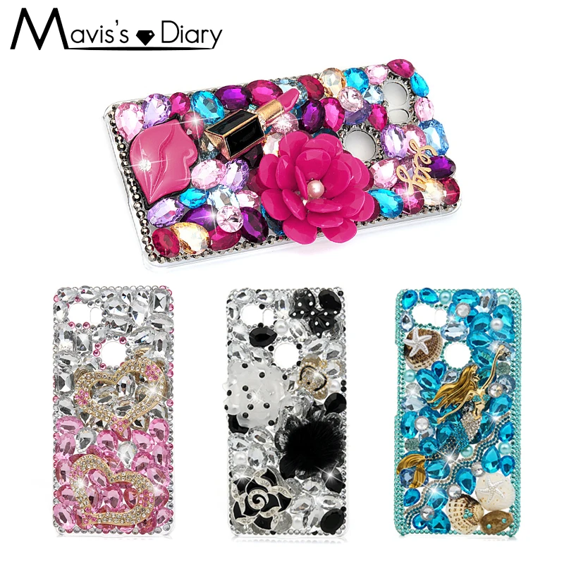 

For Google Pixel 2 XL 3D Handmade Luxury Bling Crystal Diamond Rhinestones Case Back Hard Cover Plastic Protective Skin