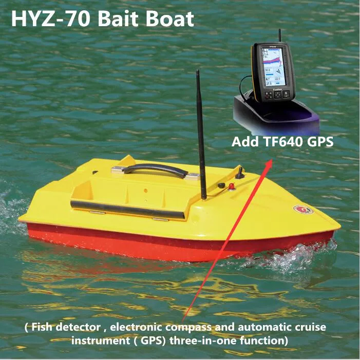 Новая большая лодка-приманка из стекловолокна с дистанционным управлением, HYZ-70, 2,4 г, 500 м, электронная рыбацкая лодка с дистанционным управлением, детектор рыбы/gps/автоматический круиз - Цвет: Add GPS