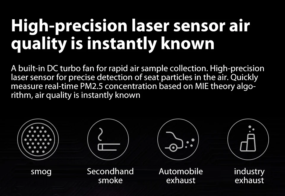 Original xiaomi mijia Zhimi PM2.5 detector air detector portable OLED screen air quality monitoring Smart home (6)