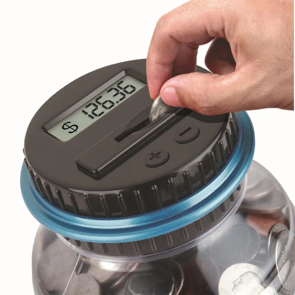 

2PCS Clear Digital Bank Coin Savings Counter LCD Display US/GBP/EUR Counting Money Jar Coins Transparent Storage Box Change Gift