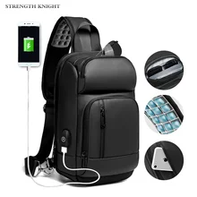 Multifunction Crossbody Bags Men USB Charging Chest Pack Short Trip Messengers Chest Bag Water Repellent Shoulder Bag Male nigeer summer travel chest bag men short trip messengers bags water repellent chest pack 9 7 inch ipad crossbody bag male n1920