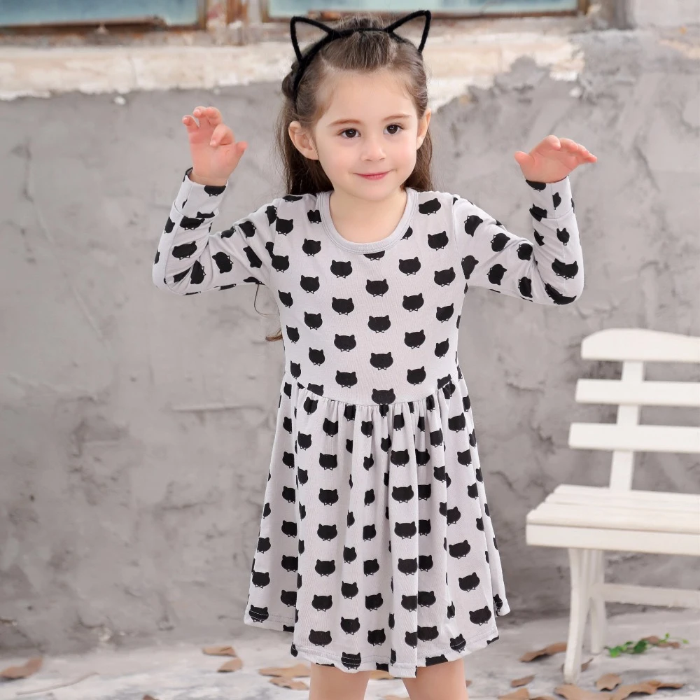 Vestido de algodón de manga larga de primavera para niña, ropa para niñas,  vestidos de princesa para fiesta de boda con Gato, Ropa para Niñas| | -  AliExpress