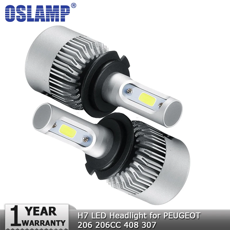 Oslamp H7 светодиодный фары лампы COB 72 Вт 8000lm 12 v 24 v авто фары автомобиля лампочки светодиодный фары для PEUGEOT 206 206CC 408 307