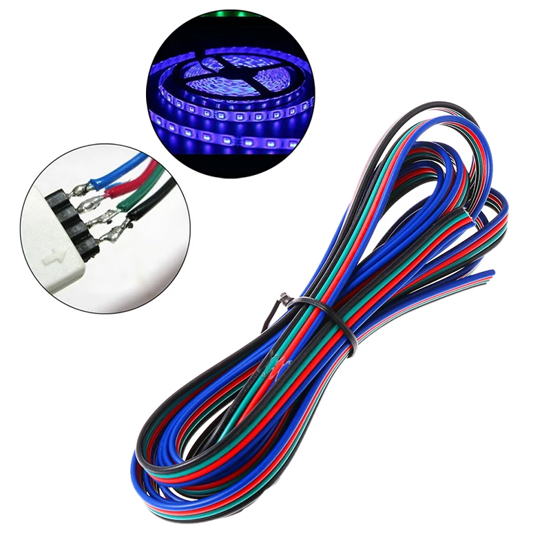 

1Pcs New 2m 5m 4 Pin Extension Wire Cable Cord 22AWG 20AWG 18AWG for RGB LED Strip Copper Wire Led Strip Connector 2019 Dropship