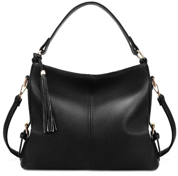 

2019 Women PU Casual Large Solid Zip Handbag Tote Bags