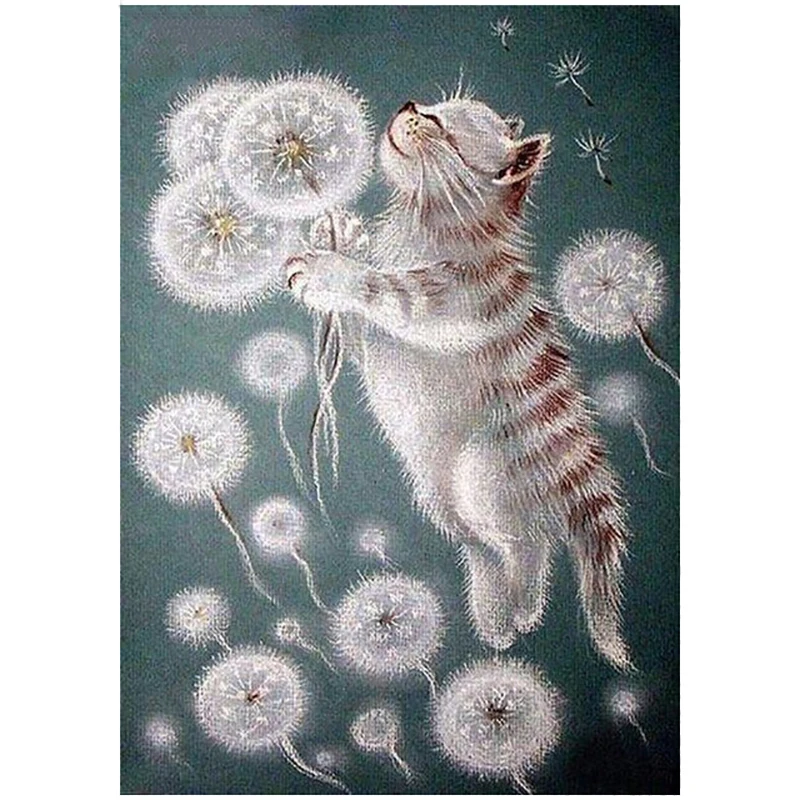 

Diy 5D Diamond Home Decor Painting Dandelion Cat Embroidery Picture Cross Stitch Full Square Drill Wall Sticker By Number Kit