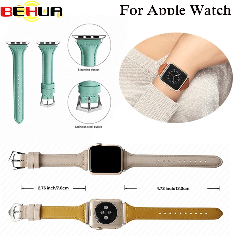 

Leather loop Strap for iWatch Series 1&2&3 Sports Watch band for Apple watch strap with Connector 42mm 38mm Genuine Bracelet