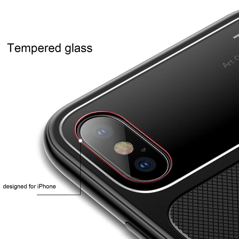 Baseus funda de teléfono de lujo para iPhone X 10 de la nebulosa de TPU suave y vidrio de cubierta de caso para iPhone 8 7 Plus Coque Fundas