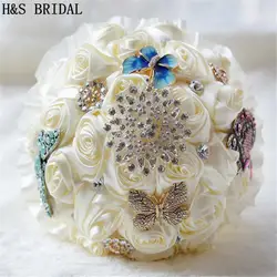 Кот ручной работы с бабочкой Свадебный букет de mariage декоративный искусственный Rhinestone невесты кристалл Букеты Свадебные