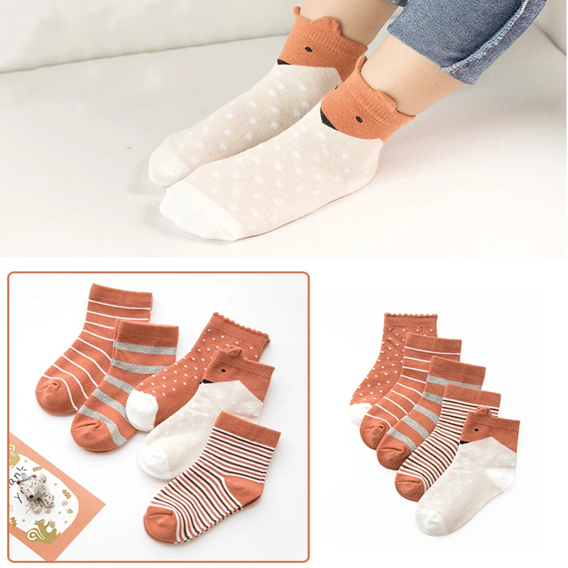 5PCS Cartoon Striped Baby Socks Newborn Cotton high quality Boys Girls Sock Cute Toddler Socks 0-12Y clothing Accessories