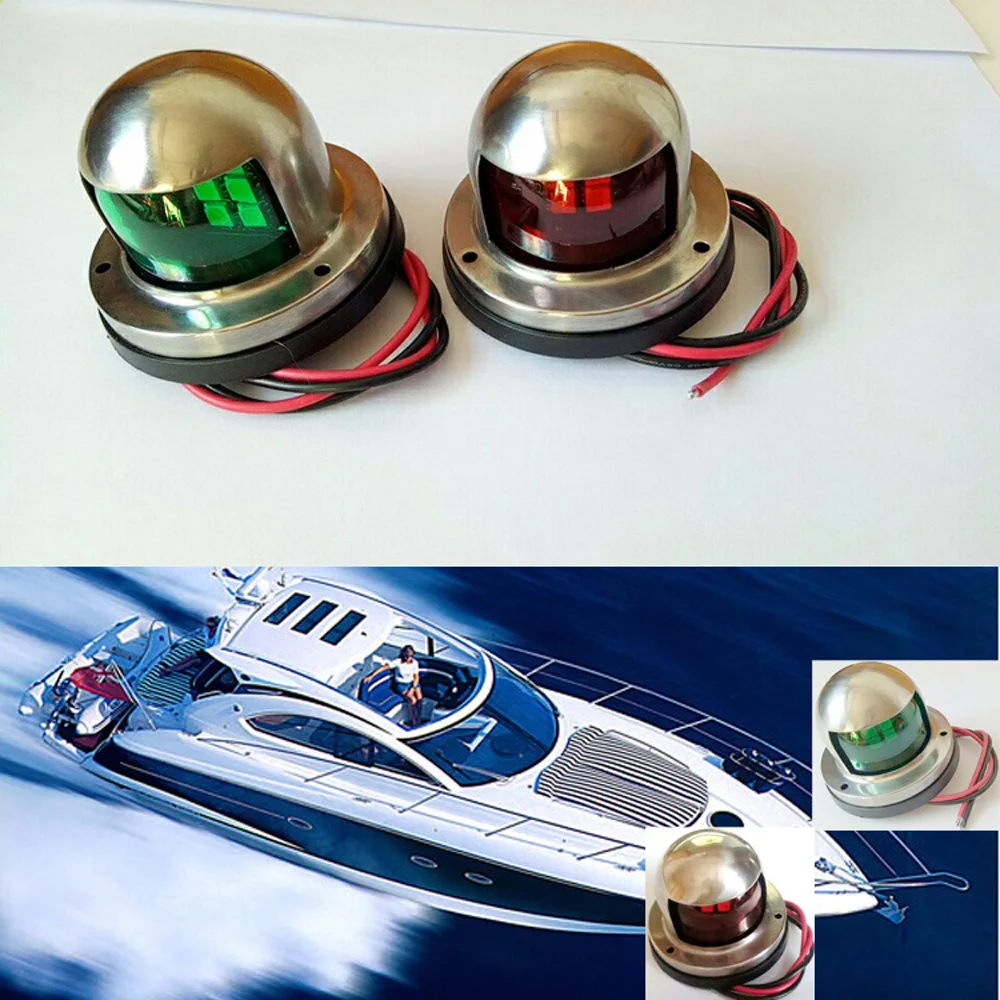CHENGYILT 1 пара Нержавеющая сталь 12 V IP68 светодиодный красный и зеленый сигнальные огни сигнальная лампа для Морская Лодка Яхта аксессуары