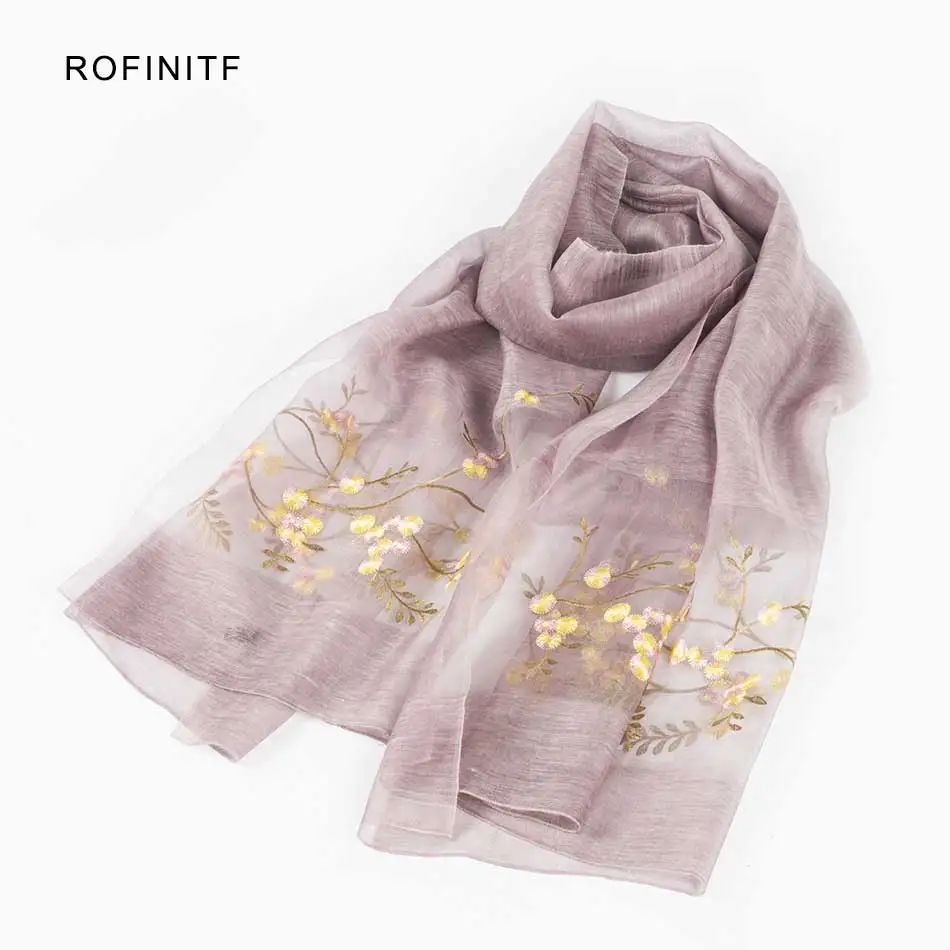 Pearl Real 100 Silk Scarf Woman Floral Wool Scarves Foulard muffler Luxury Brand burbry Elegant