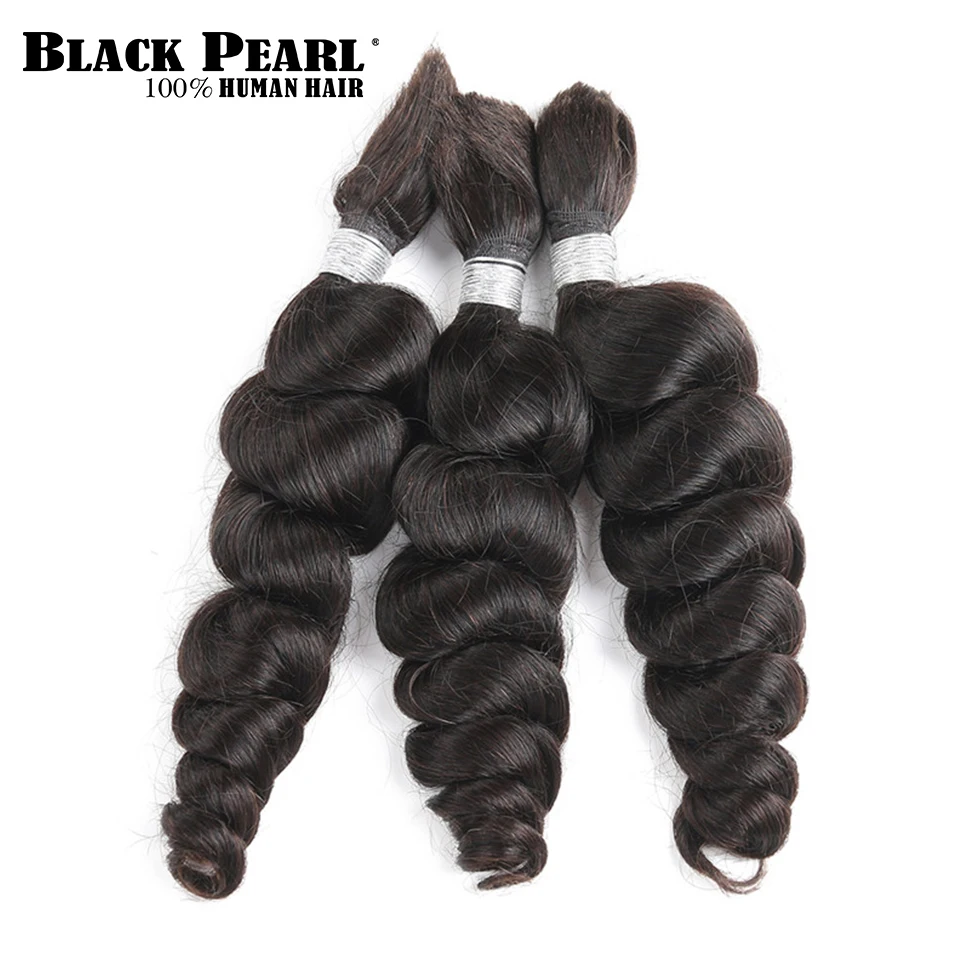 Black Pearl Pre-Colored Brazilian Hair Bundles Loose Wave Human Hair Bulk 3 Bundles Remy Braiding Hair Extenions Braids Hair