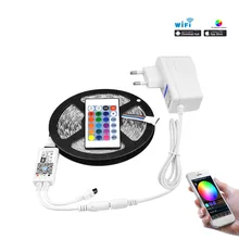 Светодио дный под кабинет свет RGB RGBW RGBWW WI-FI ленты 5 м DC12V 5050 RGB лента Диодная Гибкая лампа WI-FI контроллер+ мощность адаптер