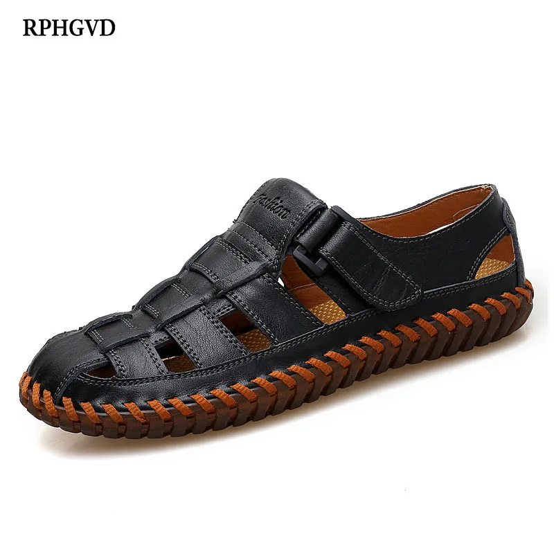 

Extra Large Men Sandals Summer 45 Leather Baotou Plus Fertilizer Widened Extra Large 46 Outdoor Casual Cool Shoes 47