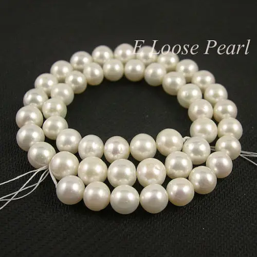 

wholesale Freshwater Pearl Round Potato pearl White Loose Pearl Beads 8.5-9.5mm 45pcs