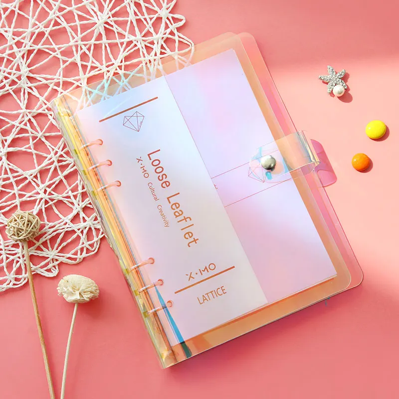 Colorful Laser Notebook Cover A5 A6 PVC Creative Binder Loose leaf Note book Diary Journ Planner Agenda 2019 School Supplies