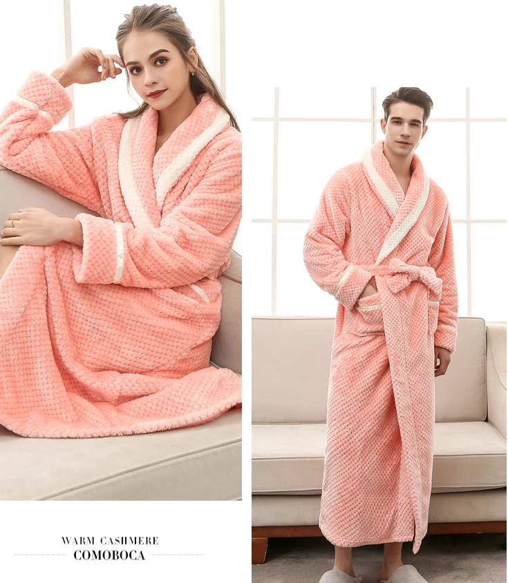 Sexy Warm Bathrobe WomenMen Winter Robe Women'sMen's Bathrobe Dressing Home Gown Cotton Winter Robe For WomenMen 25