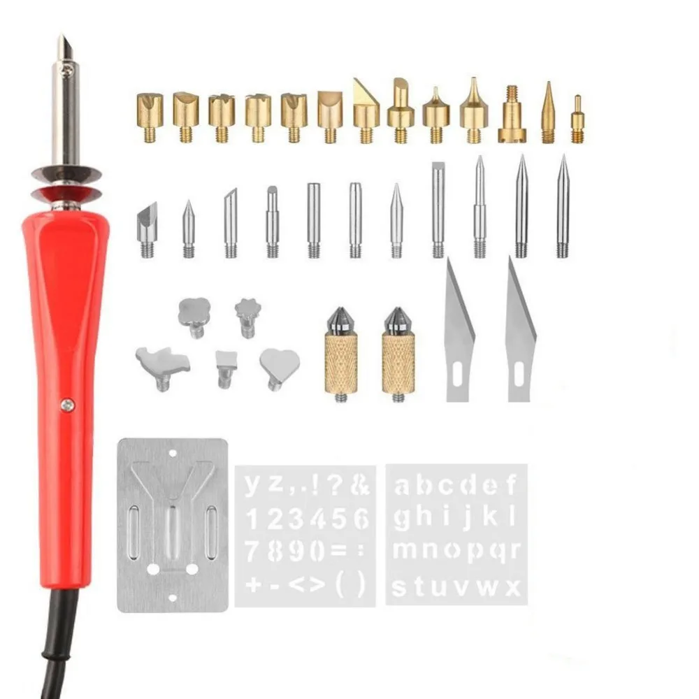

37pcs Wooden Carving tool set US EU Plug Electric Soldering Engraving Carved Wood Ironing Tool Kit DIY Home Art Craft
