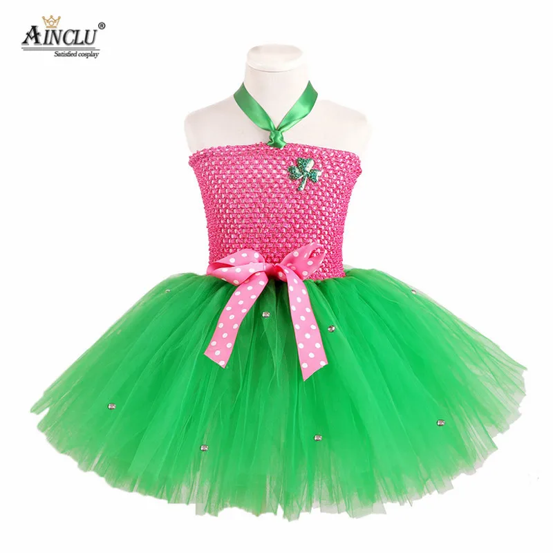 1-12Y Girls Fresh Four Leaf Clover Tutu Dress Kids Birthday Princess Party Rivet St. Patrick's Day Costume | Тематическая