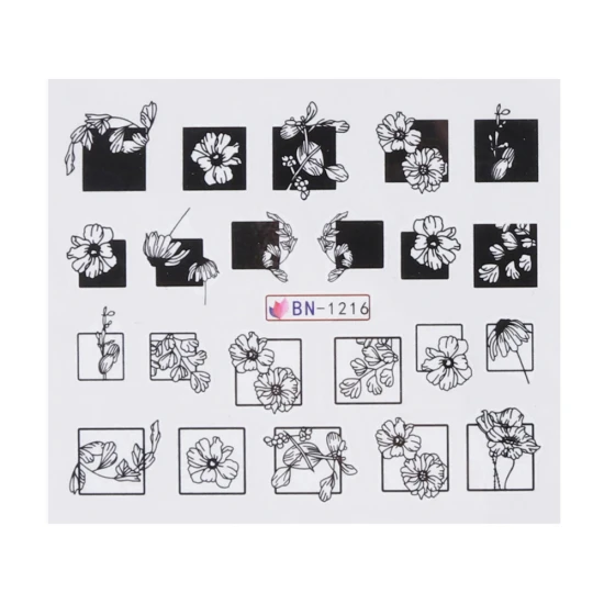 1pcs Nail Stickers Black Line Sexy Girl Slider Writing Letter Tattoo Nail Art Water Transfer Decals Manicure Decor TRBN1237-1248 - Цвет: BN-1216