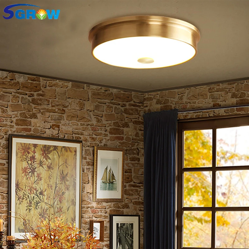 

SGROW Round Design Modern Ceiling Lamp Simple Gold Indoor Lighting For Bedroom Dinning Room Living Room Lampara Mount LED Lights
