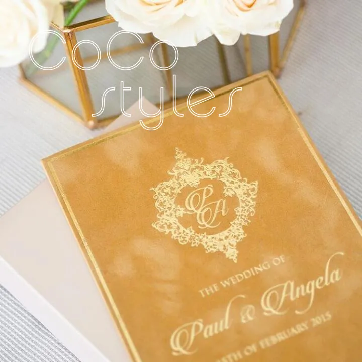 Cocostyles уникальные бархатные золотые фольгированные Пригласительные открытки для торжественных свадебных мероприятий