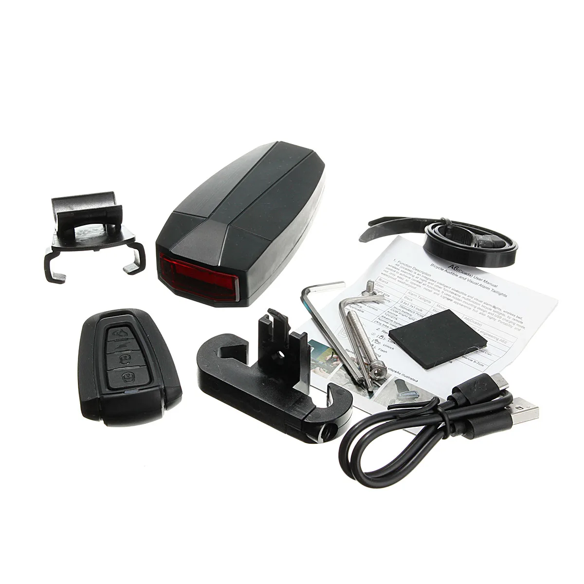 Top Bicycle Rear Light + Anti-theft Alarm USB Charge Wireless Remote Control LED Tail Lamp Bike Finder Lantern Horn Warning 2