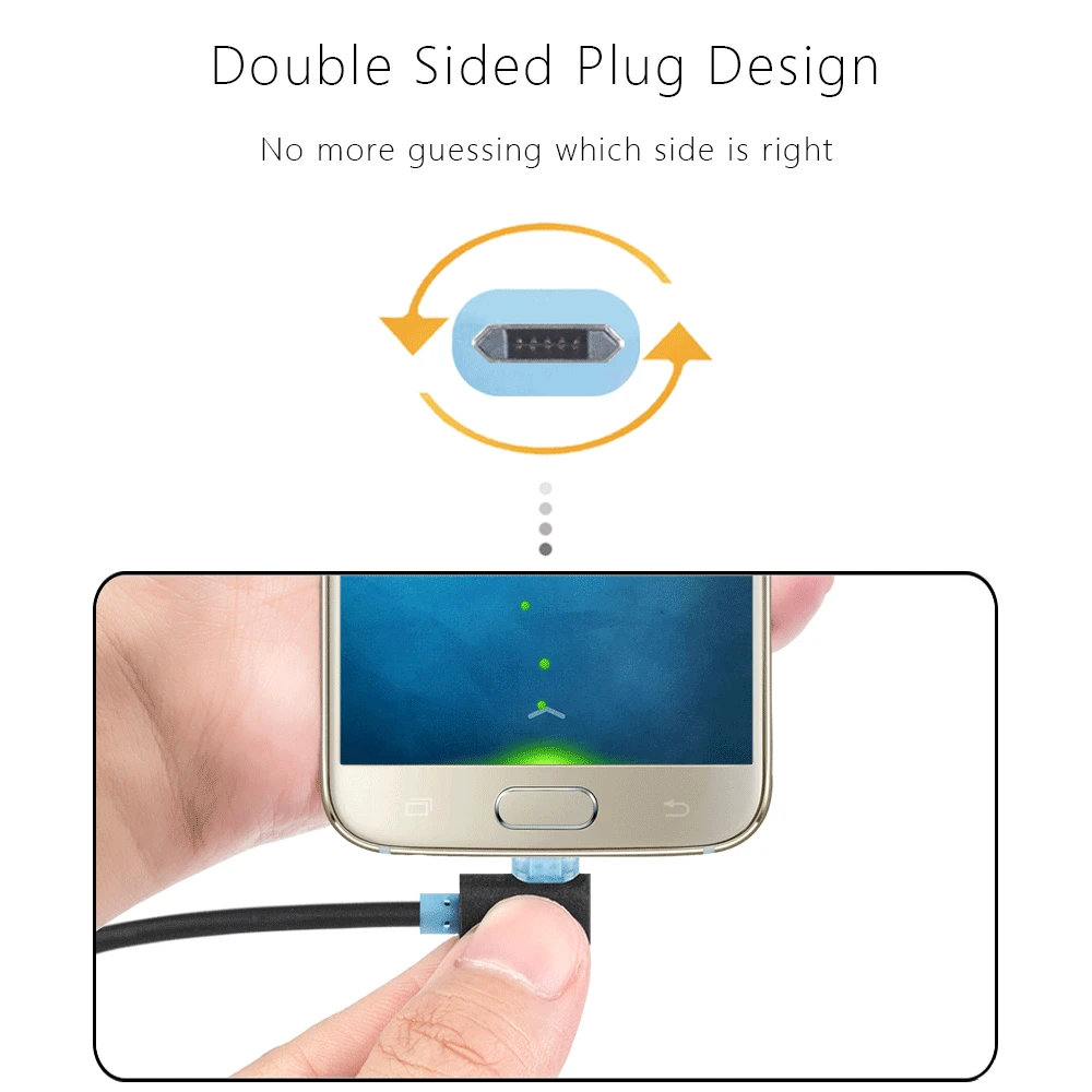 منحنى المصغّر usb كابل سريع شحن الهاتف المحمول الروبوت Reversibe كابل 0.5 M 1 M 2 M 3 M بيانات كابل الشاحن ل سامسونج HTC LG