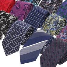 YISHLINE Новые 7 см галстуки различные цветочные пледы галстуки в полоску для мужчин Свадебная вечеринка рубашка Жених Длинный Галстук полиэфир жаккард