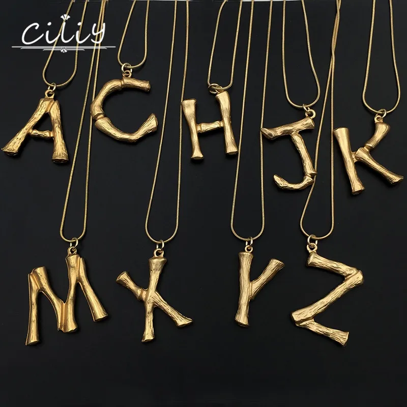 

Ciliy New Charms Hip Hop Fashion Big Gold Chain Letter Necklace Pendants Personalized Clavicle Necklace Women Jewelry YL0189