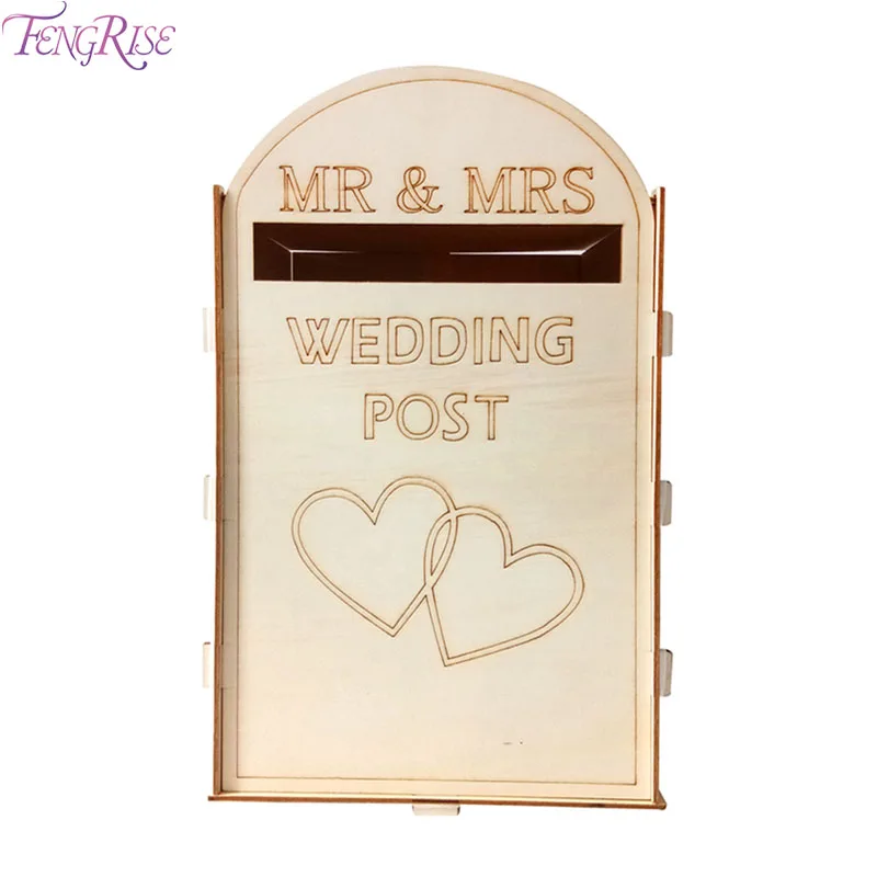 

FENGRISE Personalised Wooden Wedding Card post Box Rustic Wedding Decoration Wedding Card Box MR&MRS Wedding Decoration Mailbox