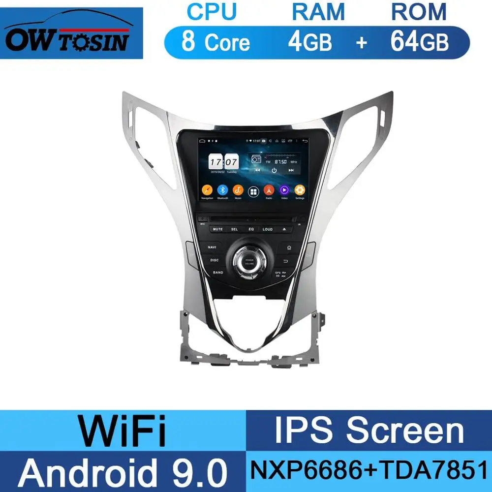 " ips 8 ядерный 4 Гб ram+ 64 Гб rom Android 9,0 автомобильный DVD радио gps для hyundai AZERA Grandeur HG I55 2011 2012 DSP CarPlay Parrot BT - Color: 64G