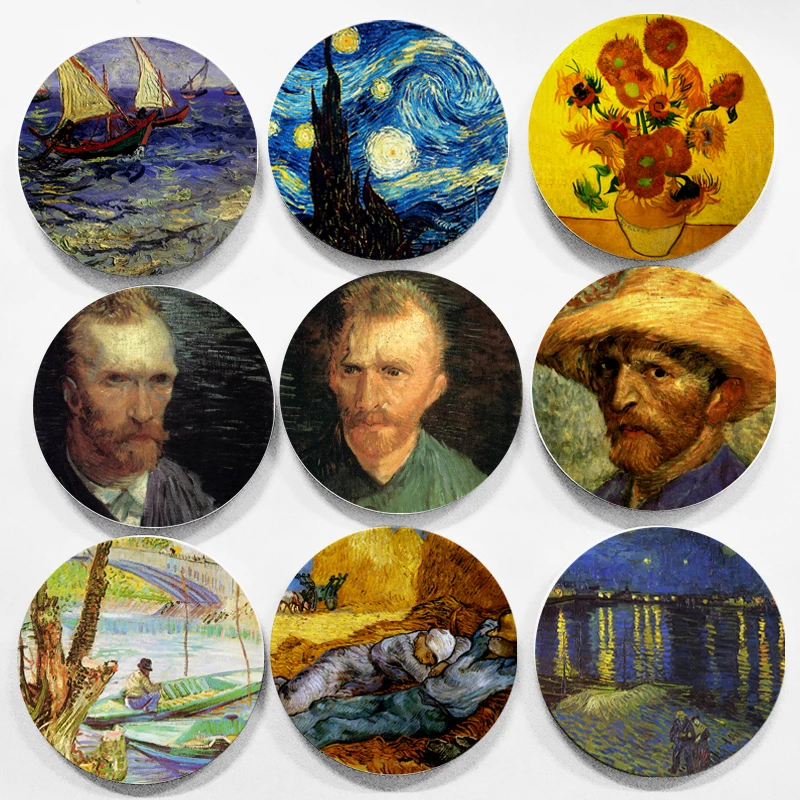 

Creative Van Gogh Post-Impressionist Oil Painting Series Ceramics Plate Wall Hanging Dishes Background Home Hotel Decoration 22