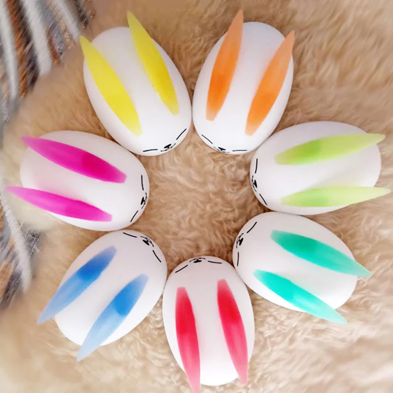 

Touch Control Soft Silicone Rabbit Pat Light 7 Colors Changing Night Lamp Baby Nursery Bedroom Desktop Decoration Light for Kids