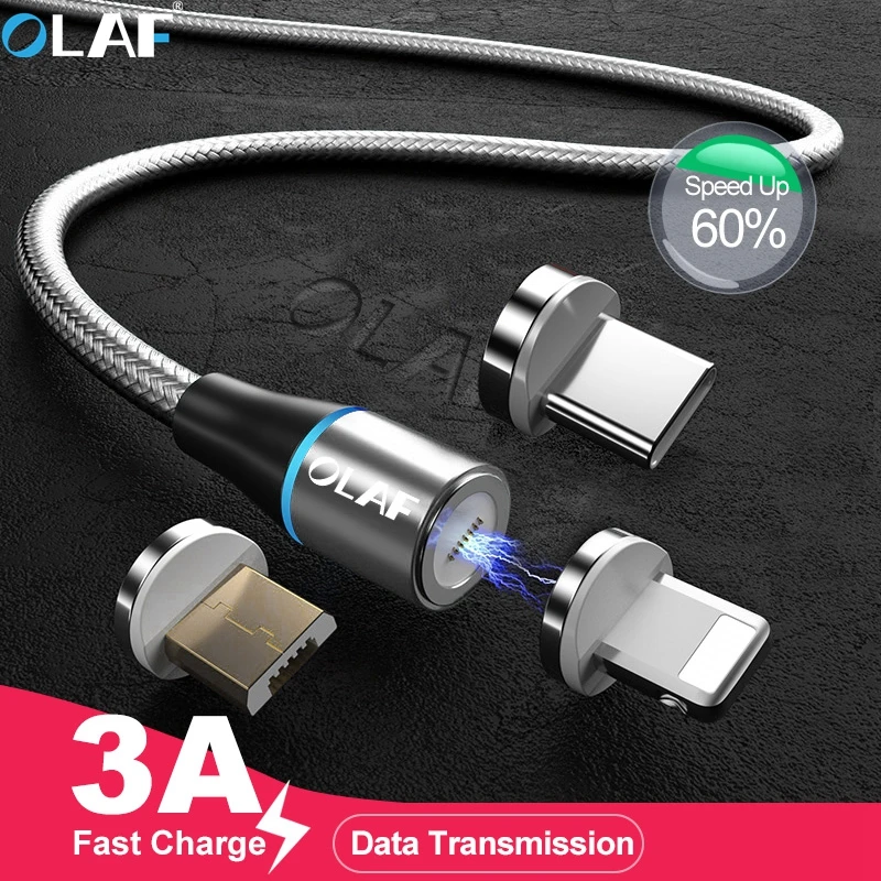 Магнитный кабель OLAF 3A Micro USB для быстрой зарядки и передачи данных iPhone XS 8 7