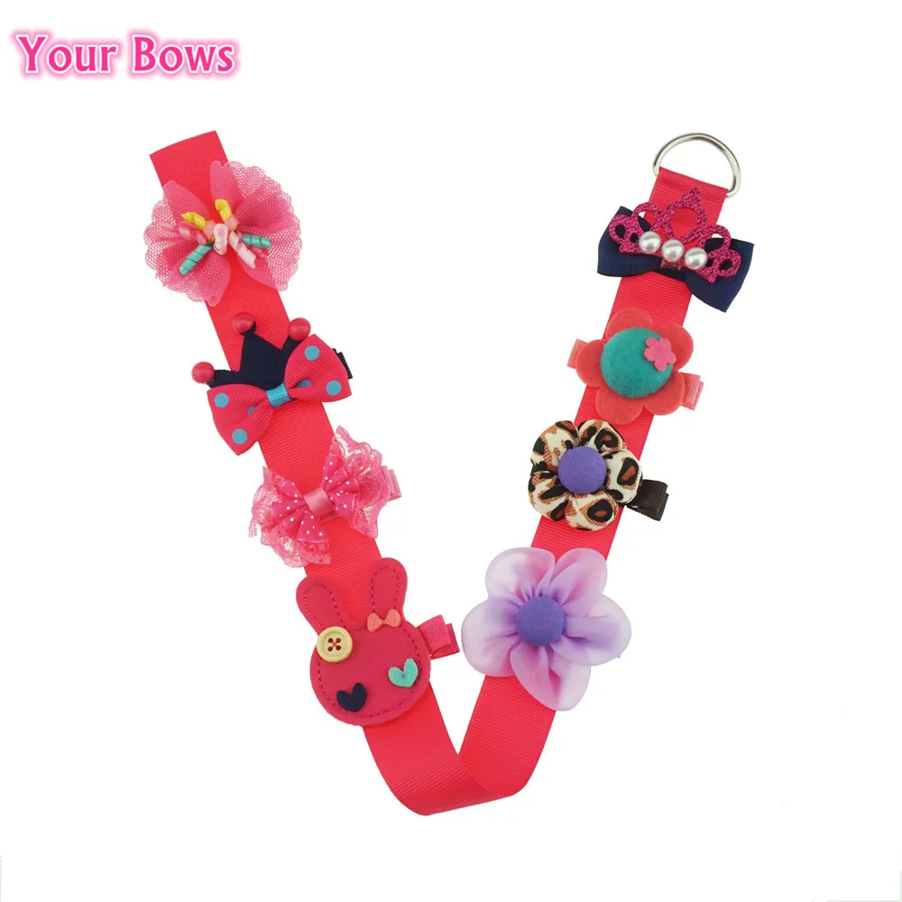 

Your Bows 1Set=8pcs Multi-style Ribbon Bow Flower Hairpins Hair Barrettes Cute Girls Headwear Hair Clips Children Accessories