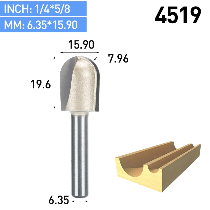HUHAO 1 шт. 1/" 1/2" хвостовик круглый нос фрезы коробка для деревообработки Резак карбида вольфрама фрезы для дерева Концевая мельница - Длина режущей кромки: 4519