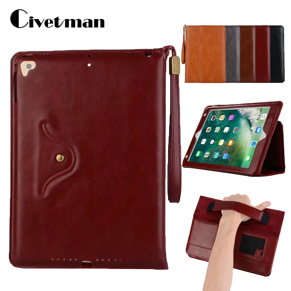 

For iPad air Luxury Cover Case for iPad pro 9.7 Case for iPad 2017/2018 Hand Holder Strap Business Book Case for iPad air2 A1474