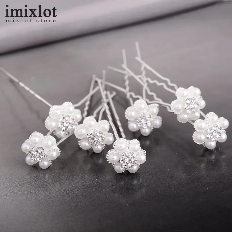 

Imixlot 20Pcs Wedding Bridal Hair Jewelry Pearl Flower Rhinestone Crystal Hair Clip Pins Bridesmaid Women Hair Accessories