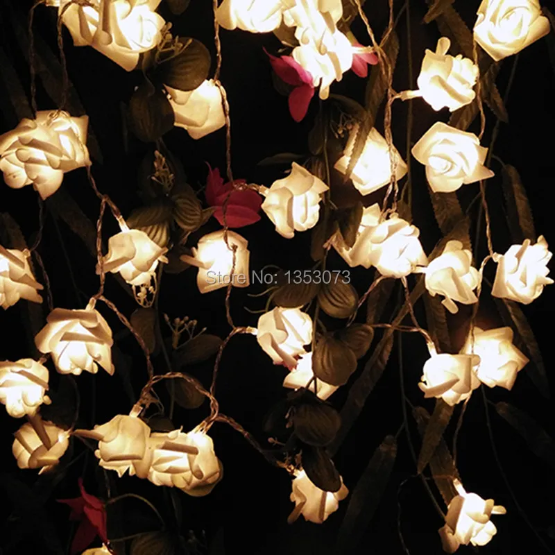 Rose Flower LED Valentines Day String Lights Colorful Rosa Christmas Festival Party Garden Bedroom lumiere - warm white lighting 1-4