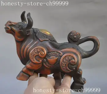 

Christmas chinese fengshui bronze wealth Zodiac wild Ox Bull Cattle Bovine lucky statue Halloween