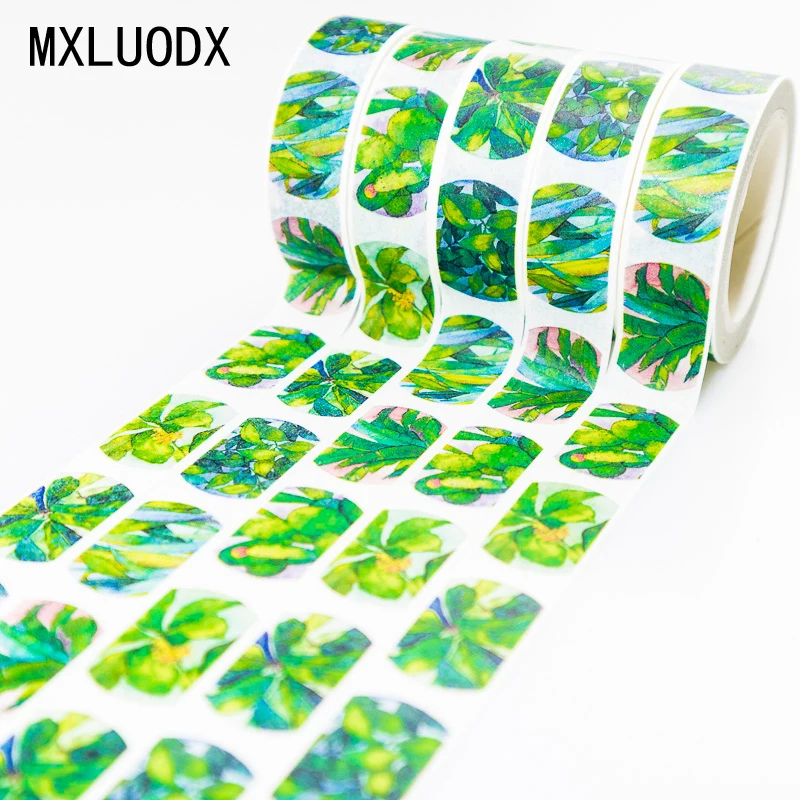 Васи клейкие ленты набор зеленых растений узор Sticky записки коробках декоративные клей маскирующая бумажная лента DIY канцелярские