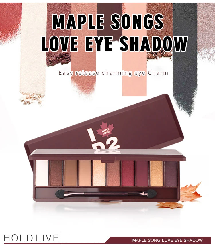 HOLD LIVE 10 Colors Matte Shimmer Eyeshadow Palette Maple Song Love Pigment Glitter Red Eye Shadow Pallete Nude Cosmetics Makeup (3)